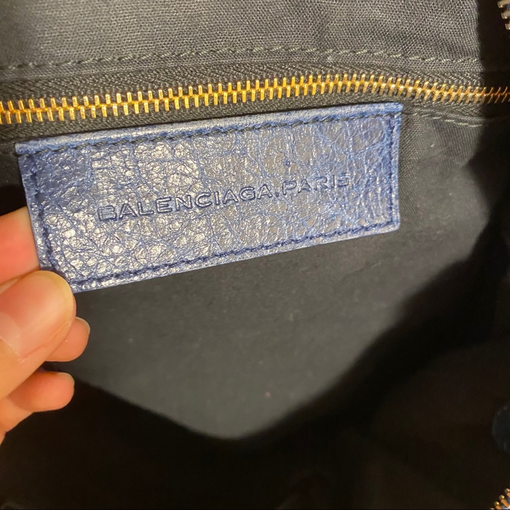Balenciaga Blue Lambskin Gold Hardware City Bag Lg - Picture 8 of 9